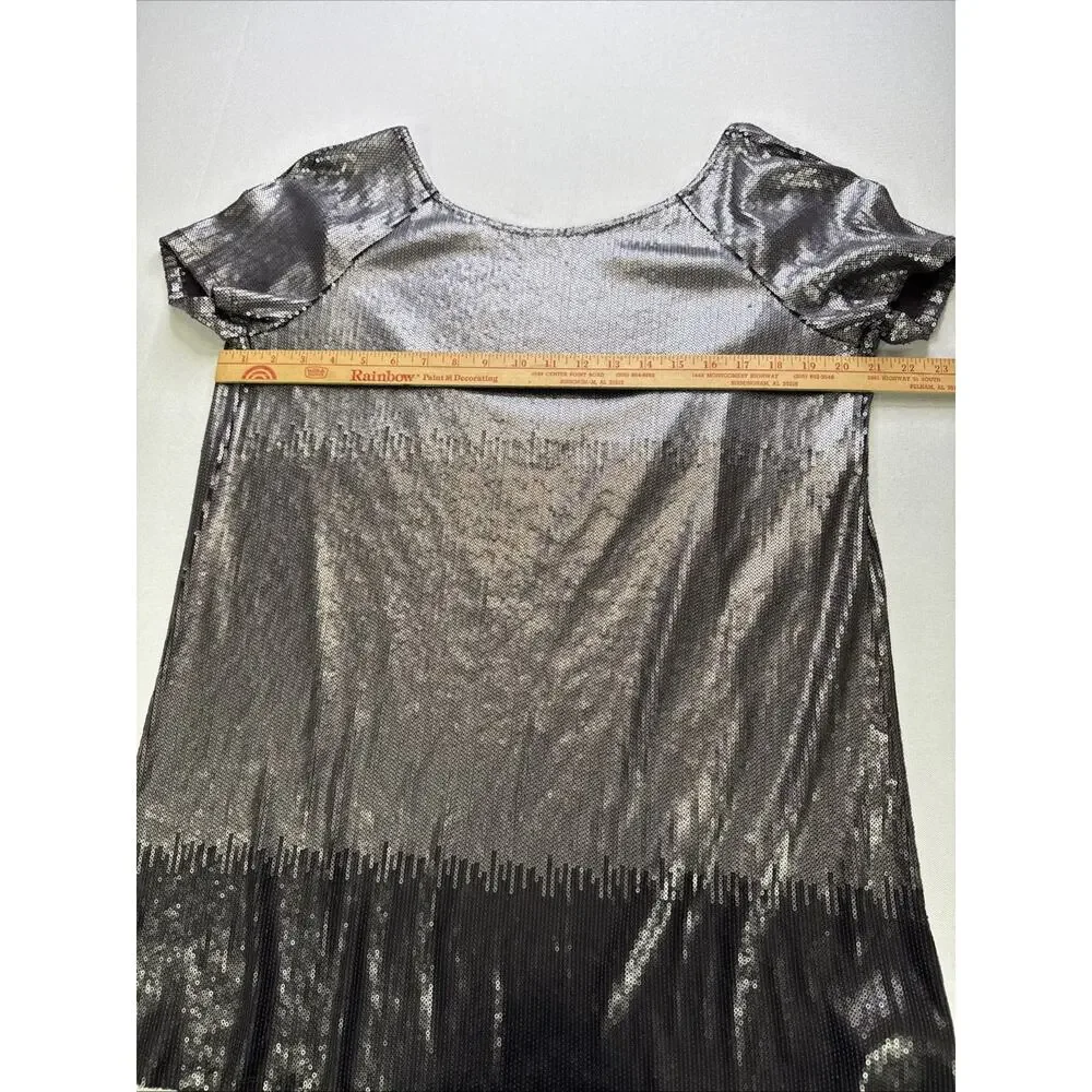Free People Drenched in Sequins Mini Dress Size S Silver Gunmetal Ombré